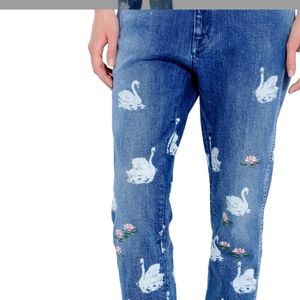 Rare Stella McCartney limited edition  embroidered swan Jean size 26